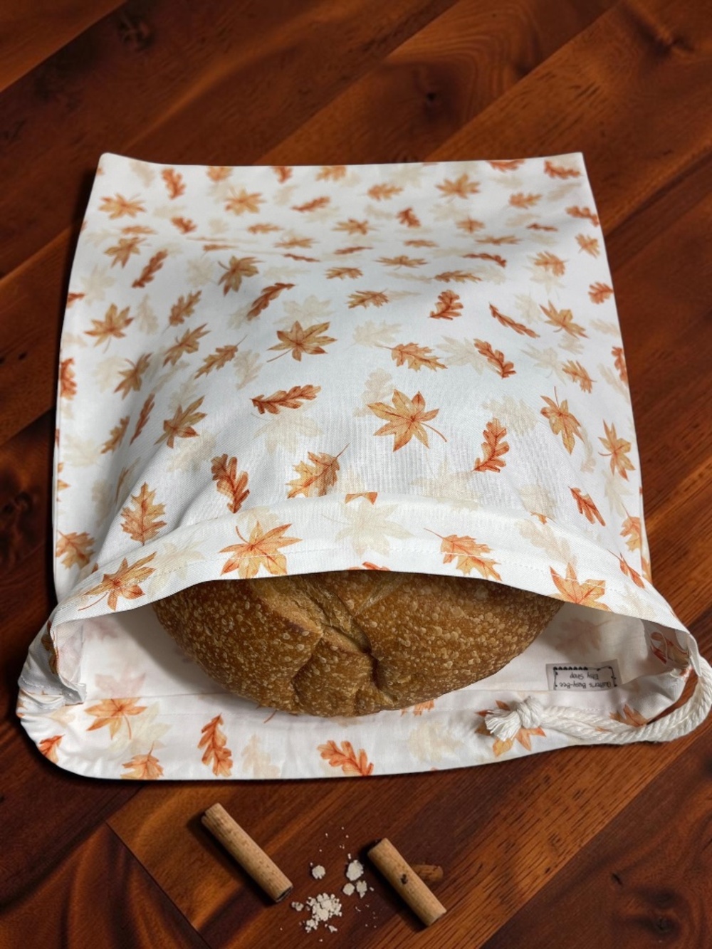 Fall Leaves Cotton Bread Bag, Autumn Bread Storage Bag, Reusable Sourdough Bag